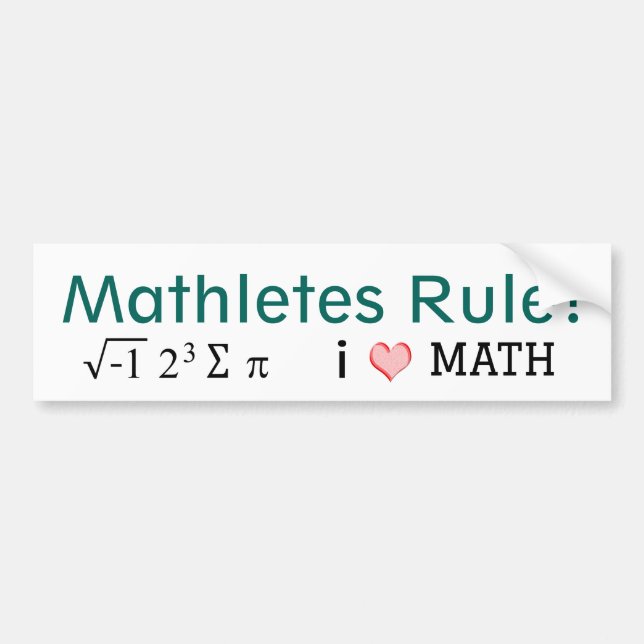 Mathletten Regel I Liebe Mathematik und i 8 Summe  Autoaufkleber (Vorne)