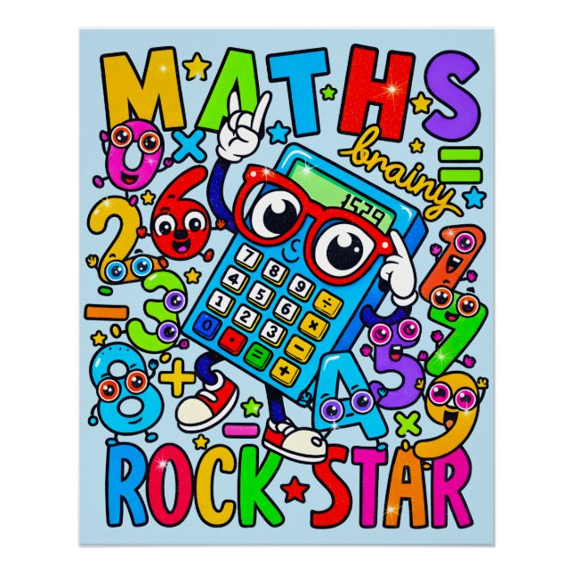 Maths Rock Star Poster for Kids UK Classroom (Vorderseite)