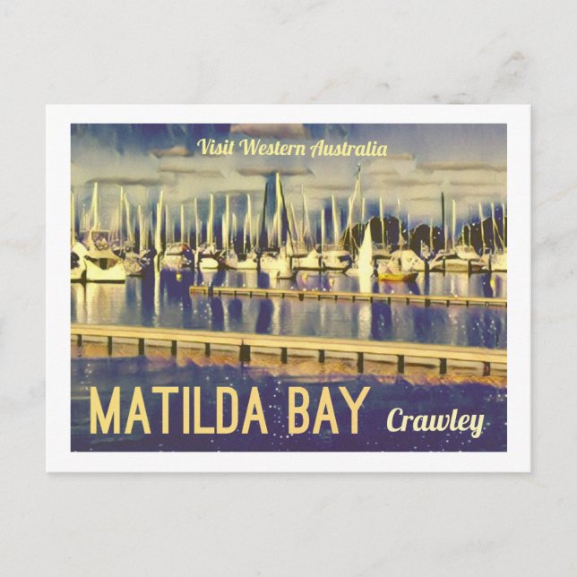 Matilda Bay im Vintagen Stil, Westaustralien Postkarte (Vorderseite)