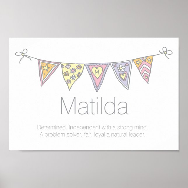 Matilda Mädchen Name und Bedeutung Bbuntposter Poster (Vorne)