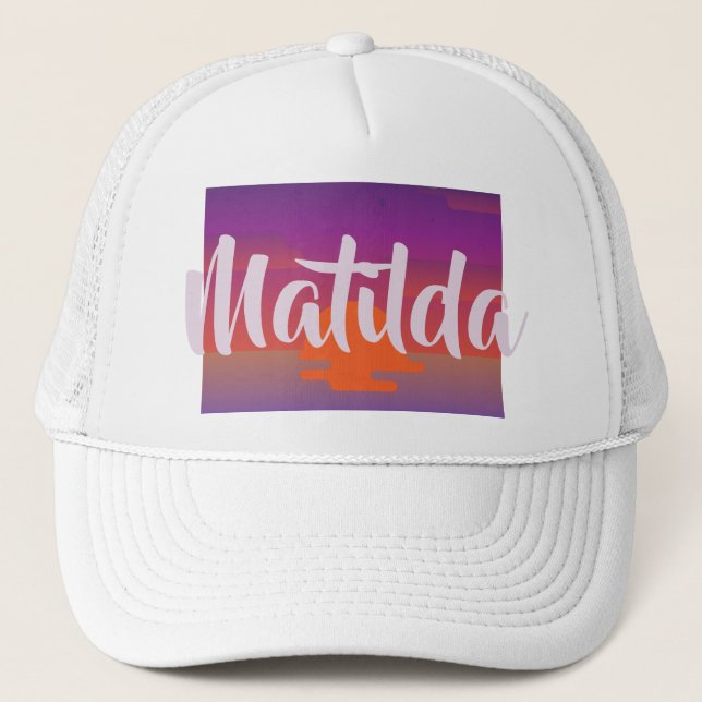 Matilda Name Hat Sunset Ombre Summer Custom Cap Truckerkappe (Vorderseite)