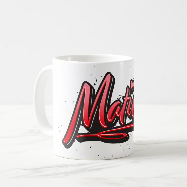 Matilde red Heart Graffiti Tasse Kaffeetasse (Vorderseite Links)