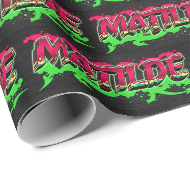 Matilde Vorname Name Graffiti red green Geschenkpapier (Rolleneckpunkt)