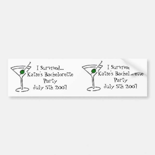 matini, matini, überlebte ich… Katies Bacheloret… Autoaufkleber (Vorne)