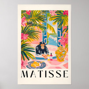Matisprint, Schimpanse in Bathtub Witziges Poster, Poster