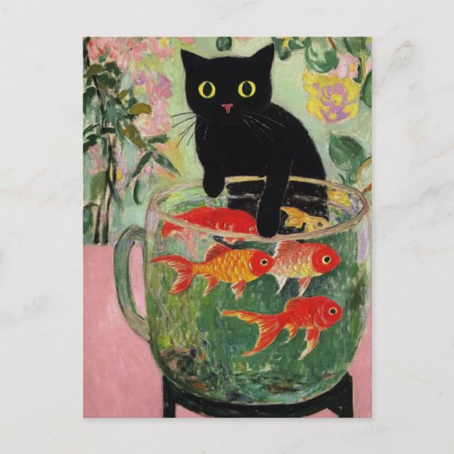 Matisse Black Cat Vintag Postcard Postkarte (Vorderseite)