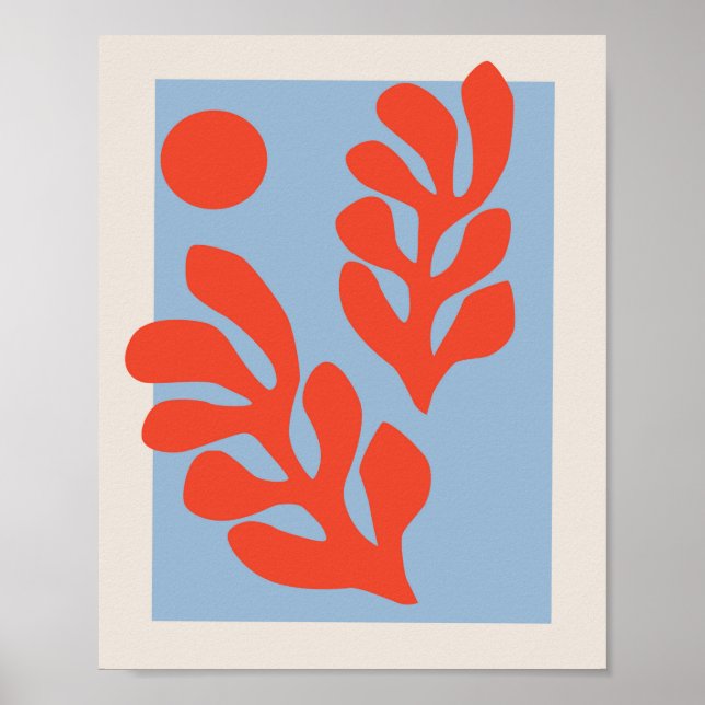 Matisse Blätter Blue & Red Poster (Vorne)