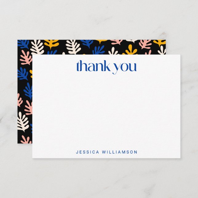 Matisse Botanical Blue Black Custom Brautparty Dankeskarte (Vorne/Hinten)