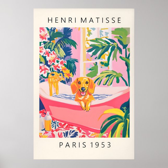 Matisse-Dachshund-Kunstposter Lustiges Badezimmer Poster (Vorne)
