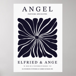 Matisse Floral Abstract Dark Navy Wall Art Print Poster