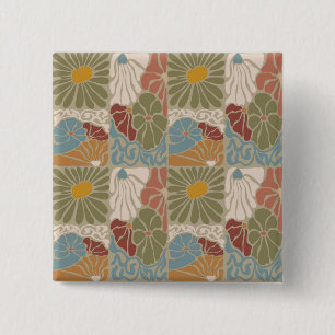 Matisse Groovy floral Art Nouveau 1970er Jahre Boh Button