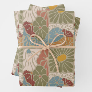 Matisse Groovy floral Art Nouveau 1970er Jahre Geschenkpapier Set