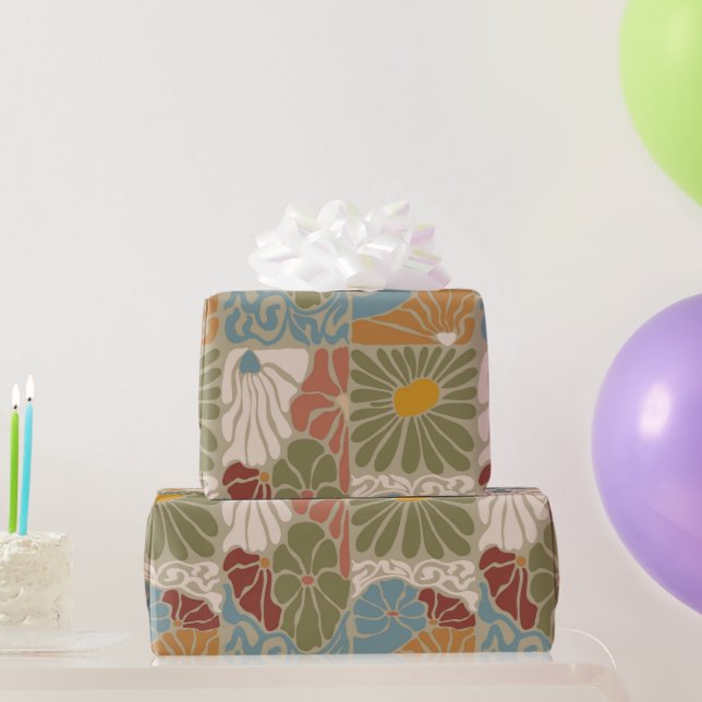 Matisse Groovy floral  Art Nouveau 1970s Boho  Geschenkpapier (Partygeschenke)