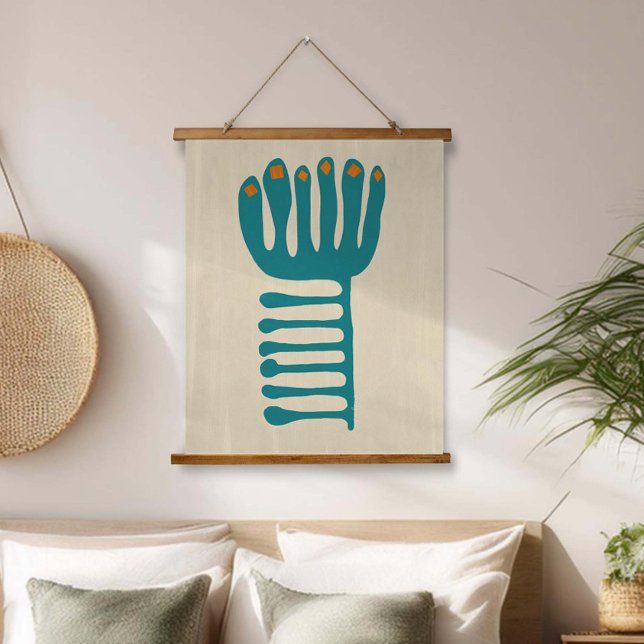 Matisse-Inspiration in Türkis und Orange Wandteppich Mit Holzrahmen (Von Creator hochgeladen)