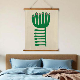 Matisse Inspired Green and Pink Wandteppich Mit Holzrahmen