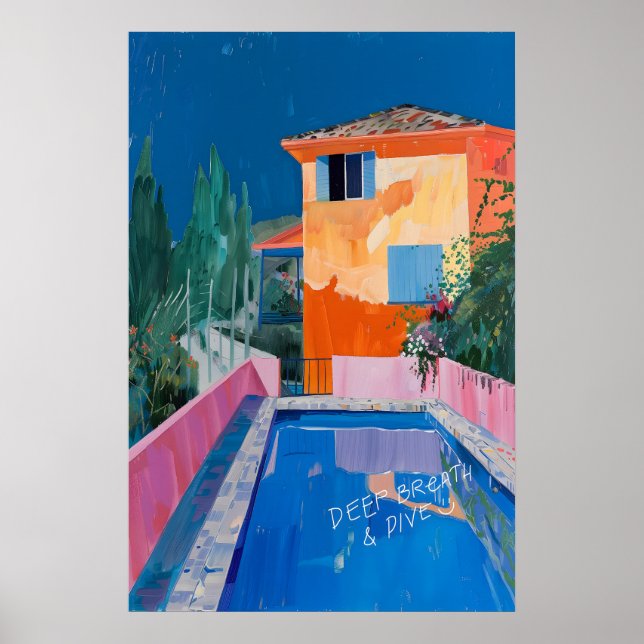 Matisse Inspired Mediterranean Pool Art Print Bold Poster (Vorne)