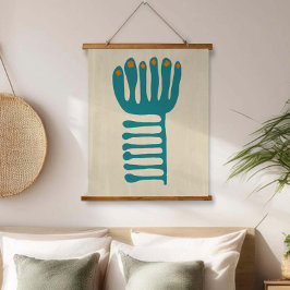 Matisse Inspired Teal and Orange Wandteppich Mit Holzrahmen