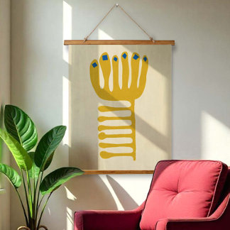 Matisse inspiriert Gelb und Blau Wandteppich Mit Holzrahmen