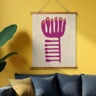 Matisse inspiriert in Lila und Gelb Wandteppich Mit Holzrahmen