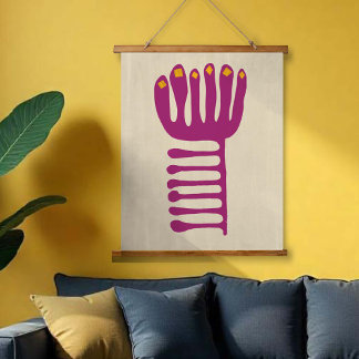 Matisse inspiriert in Lila und Gelb Wandteppich Mit Holzrahmen