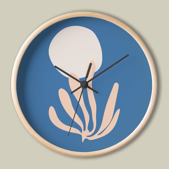Matisse inspiriert Peach and Blue Leaf Cutout Uhr (Von Creator hochgeladen)