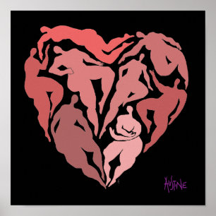 Matisse inspirierte Zahlen in der Herzform Poster