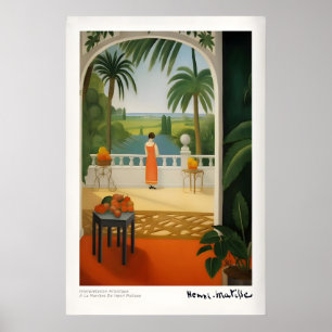 Matisse-Kunstposter - Frau auf Balkon mit Meerblic Poster