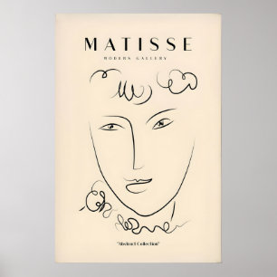 Matisse-Kunstposter - Linienkunst Gesicht Lockiges Poster