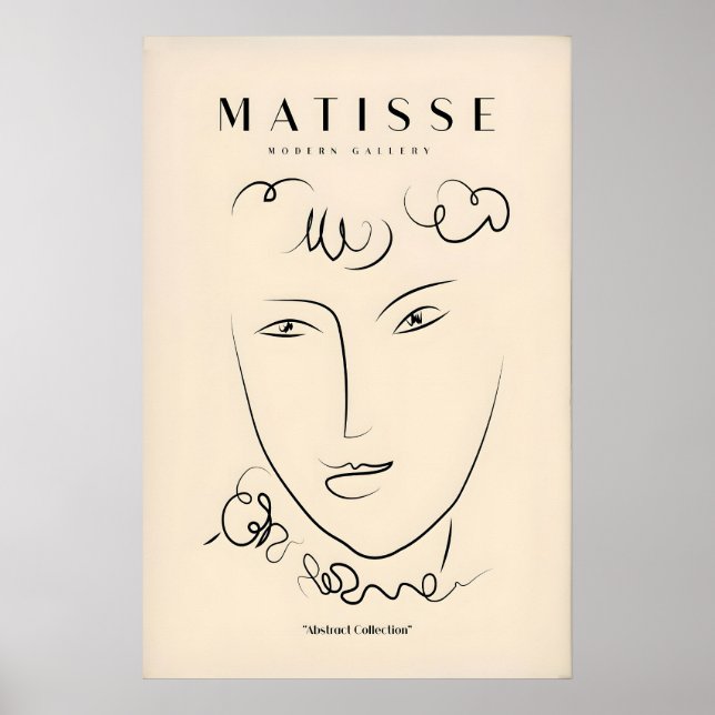 Matisse-Kunstposter - Linienkunst Gesicht Lockiges Poster (Vorne)