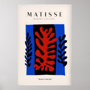Matisse-Kunstposter - Rote Koralle Schwarze Blätte Poster