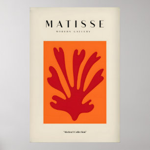 Matisse-Kunstposter - Rotes Blatt abstrakt Orange Poster