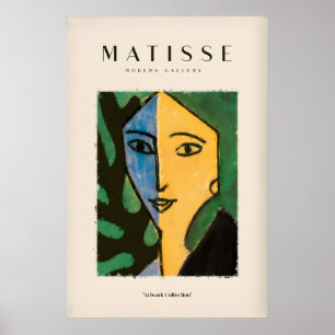 Matisse-Kunstposter - Split Face Blau Gelb Poster