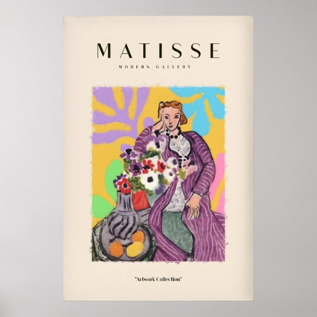 Matisse-Kunstposter - Stilisierte Frau mit Blumen Poster (Vorne)