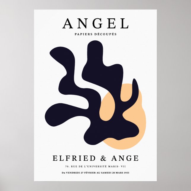 Matisse Leaf Abstract Organic Art Print Navy Poster (Vorne)