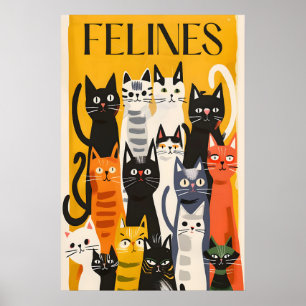 Matisse-Stil-Katzenkunst-Druck Bunte Katze Poster