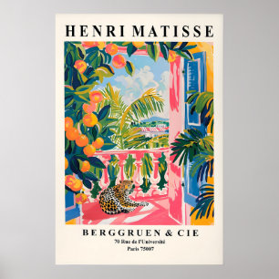 Matisse-Stil Leopardenprint Rosa Balkon, Strand Poster