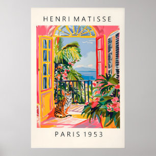 Matisse-Stil-Tiger-Kunstposter Pink Beachy Poster