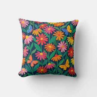 Matisse‑Style Gänseblümchen & Schmetterling Kissen
