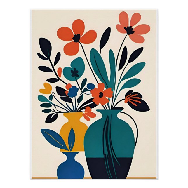 Matisse-Style Vases of Flowers Poster (Vorderseite)