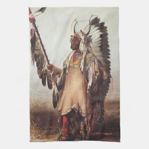 Mato-Tope, ein Hauptportrait von Karl Bodmer Geschirrtuch