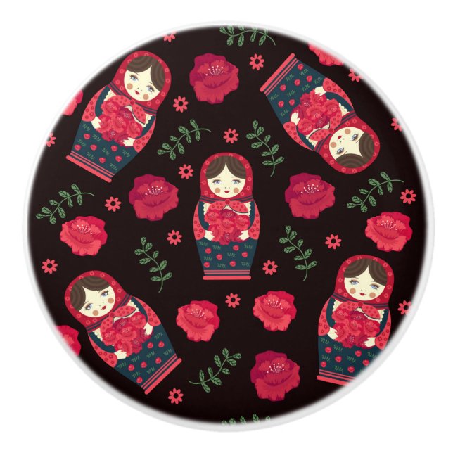 Matreshka-Muster Keramikknauf (Vorderseite)
