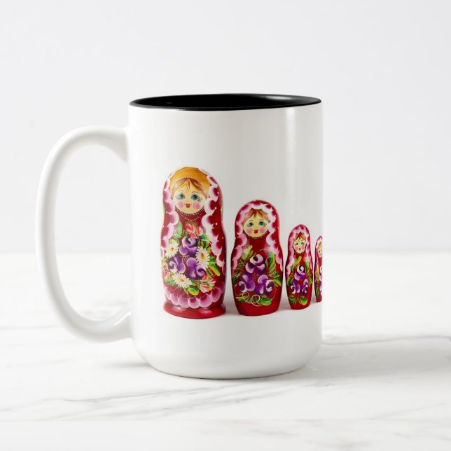 Matrioshka Holzkulturmal - Russisch Zweifarbige Tasse (Links)