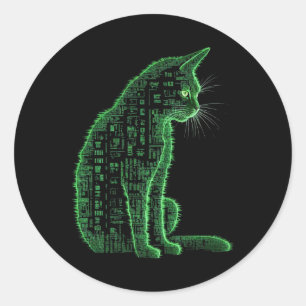 Matrix Cat Art Runder Aufkleber