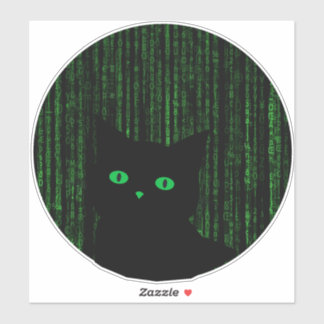 matrix cat, the matrix rain code, binary code aufkleber