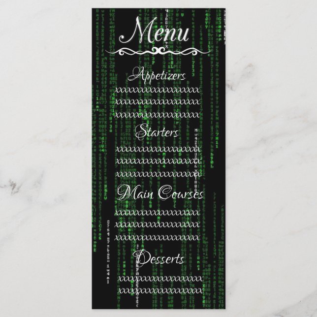 Matrix-Code Menükarte (Vorderseite)