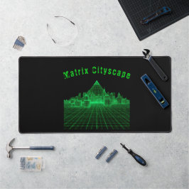 Matrix Stadtlandschaft Neon Grün Cyberpunk System Schreibtischunterlage