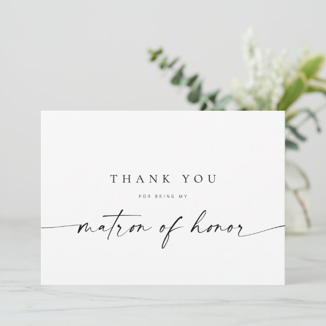 Matron of Ehre Dankeschön Karte | Modernes Minimal (Stehend Vorderseite)