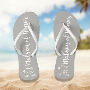 Matron of Honey Gastgeschenk Hochzeit Name Monogra Flip Flops
