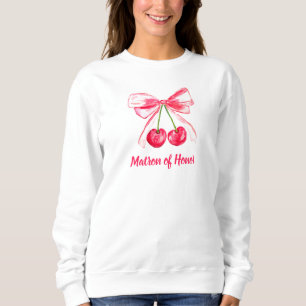 Matron of Honor Coquette Pink Bow Wedding Sweatshirt