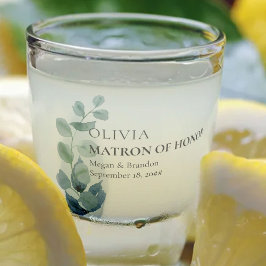 Matron of Honor Eukalyptus Greenery Wedding Custom Schnapsglas